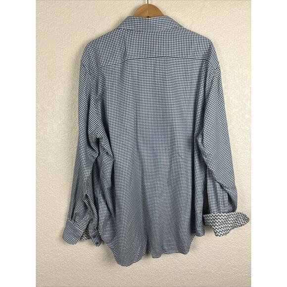 Robert Graham Men’s Button Down Shirt Size 2X Blue White Houndstooth Casual - Picture 4 of 10